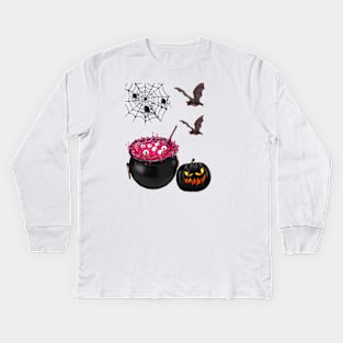 Halloween Black Spiders Evil Pumpkin Kids Long Sleeve T-Shirt